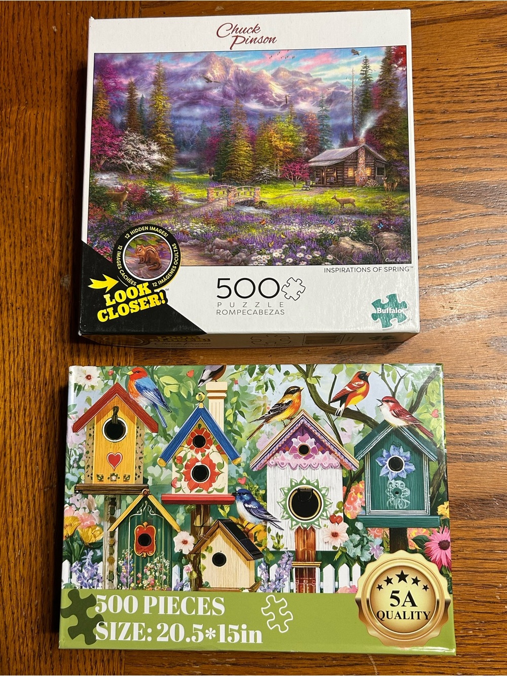 Set of 2 500-Piece Inspirations of Spring / Birdhouses Jigsaw Puzzles